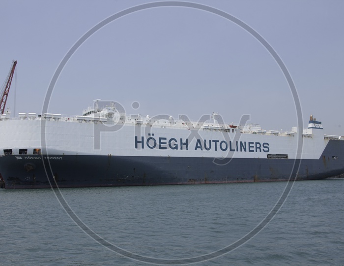 Hoegh Autoliners Ship Anchored  In port