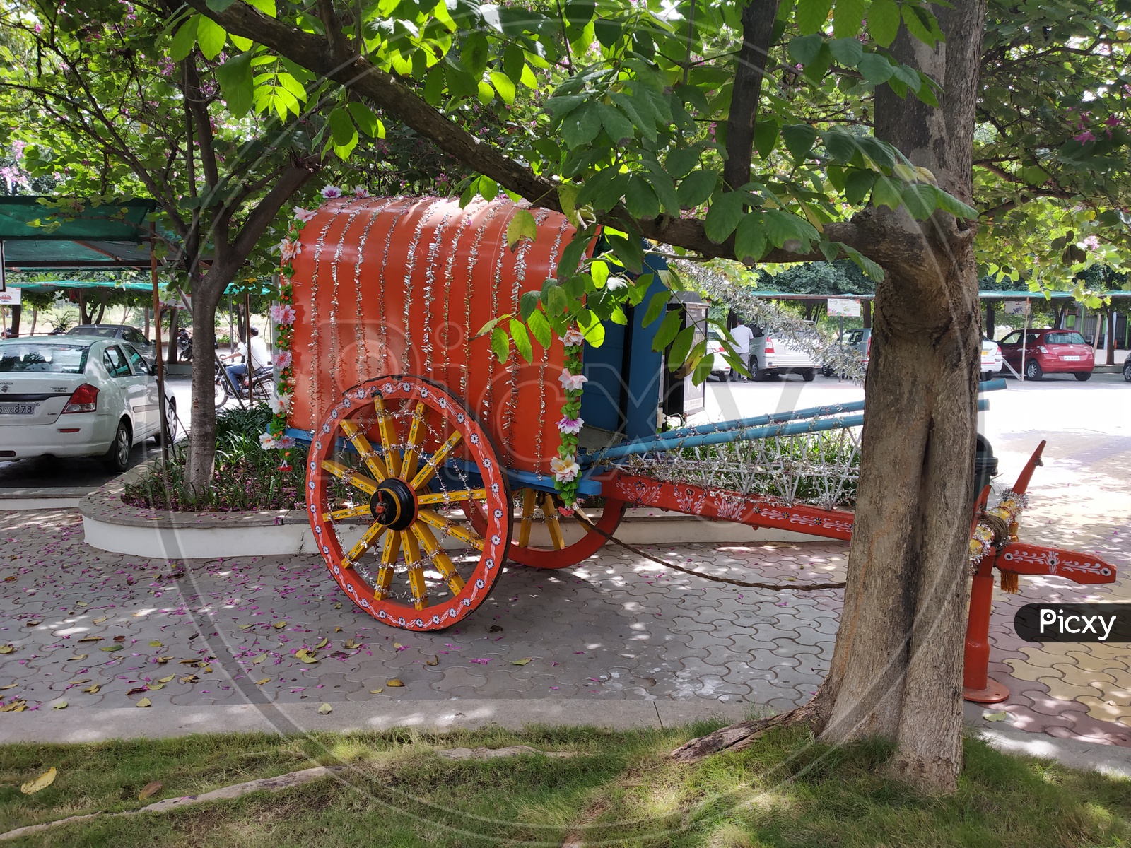 Colorfully decorated Bullock cart
