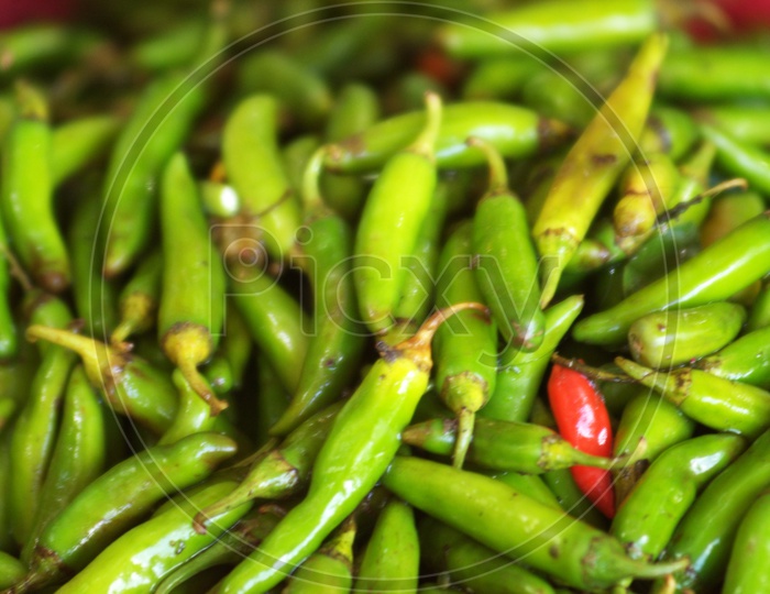 Bunch of green chillies