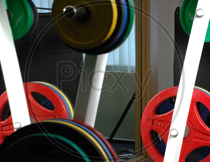 Fitness and strengthening equipment in the gym - Weight plates