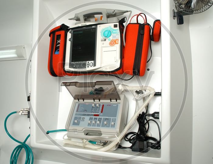 Automated defibrillator in the ambulance
