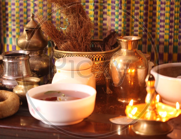 Medicinal Ayurvedic Roots and Oils On a Table