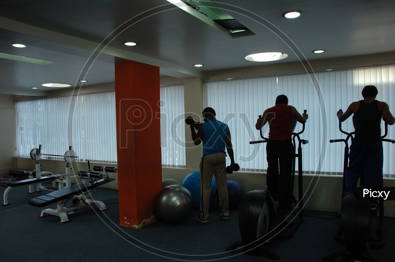 Indian men exercising at a fitness centre