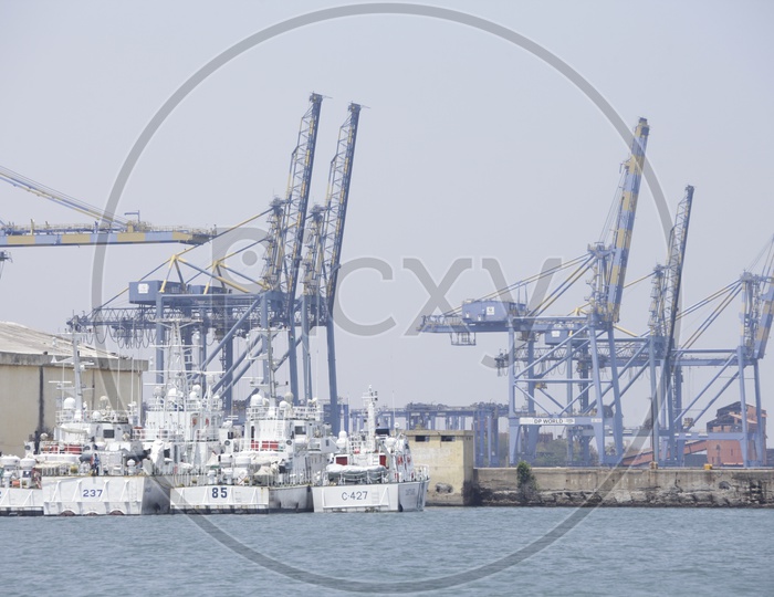 Heavy Cranes At Ports