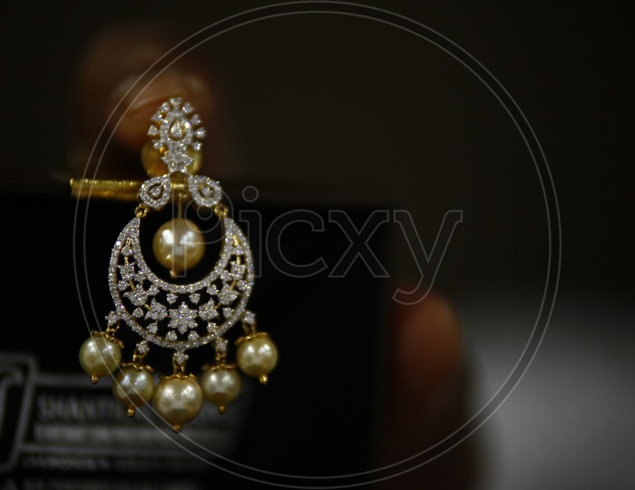 Bridal gold Earrings with pearls - Women Accessories