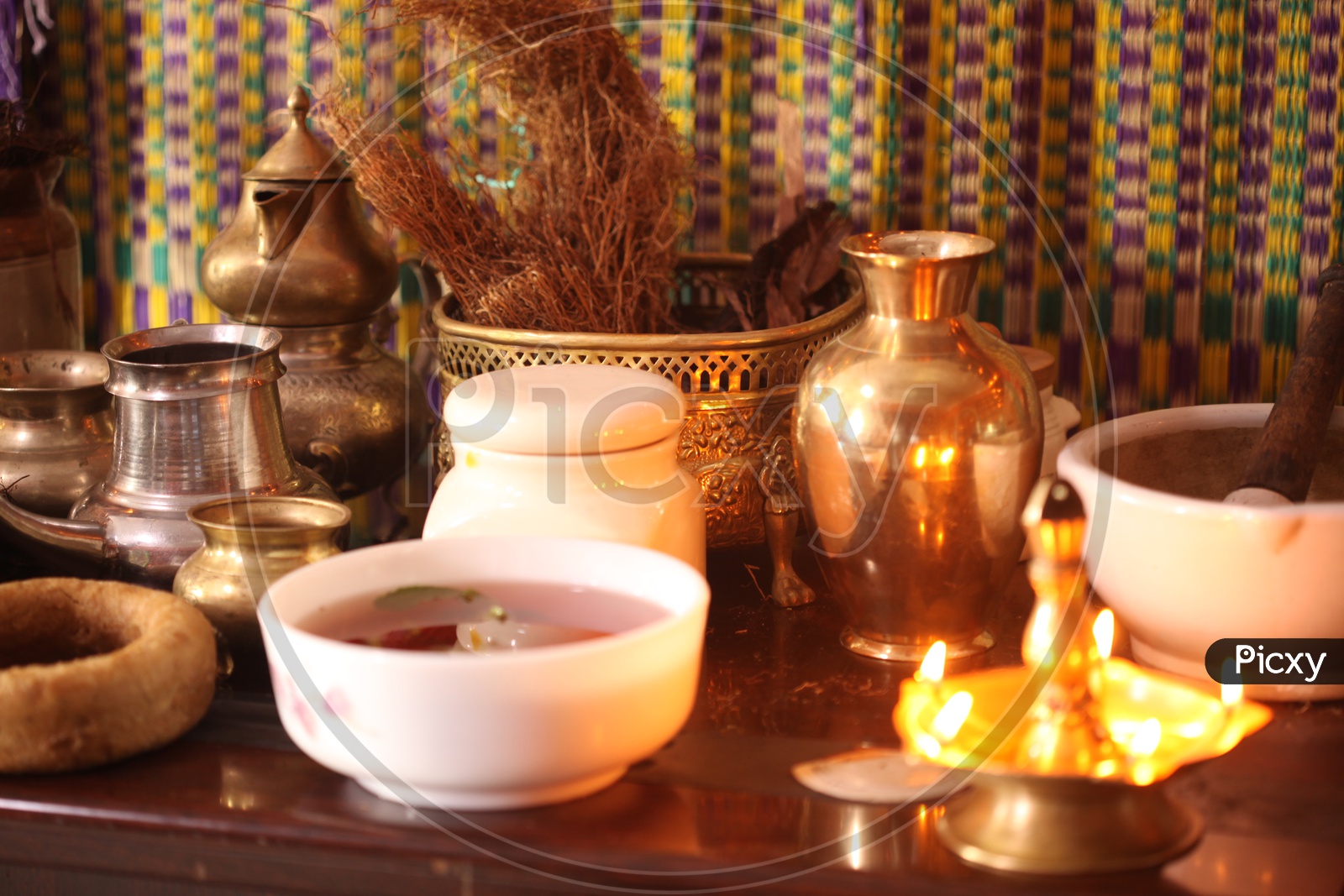 Medicinal Ayurvedic Roots and Oils On a Table