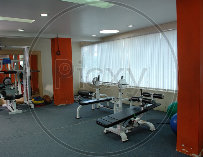 Fitness and strengthening equipment in the gym - weight lifting board