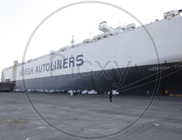 Hoegh Autoliners container ship alongside the port