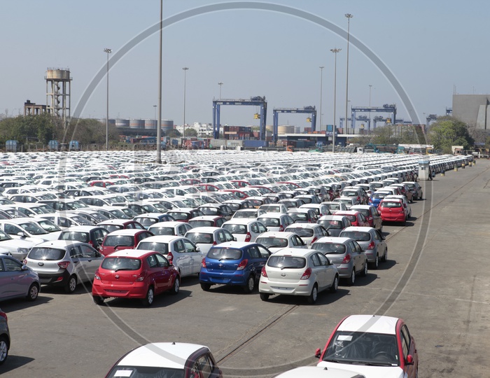 Hyundai brand new cars imported by the port area