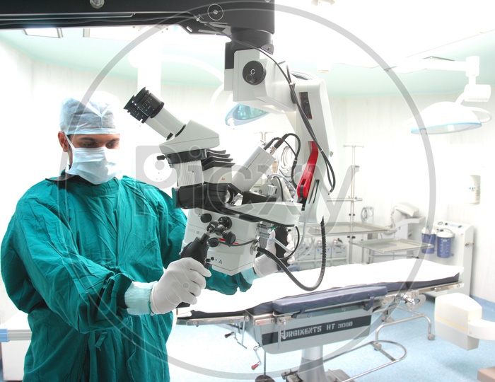 Doctor Working with Medical Lab Manipulator