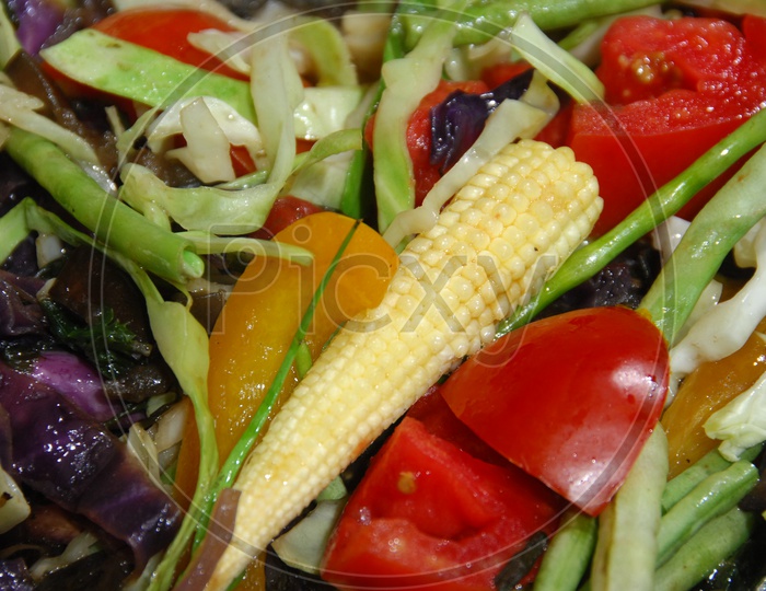 Baby corn in a salad