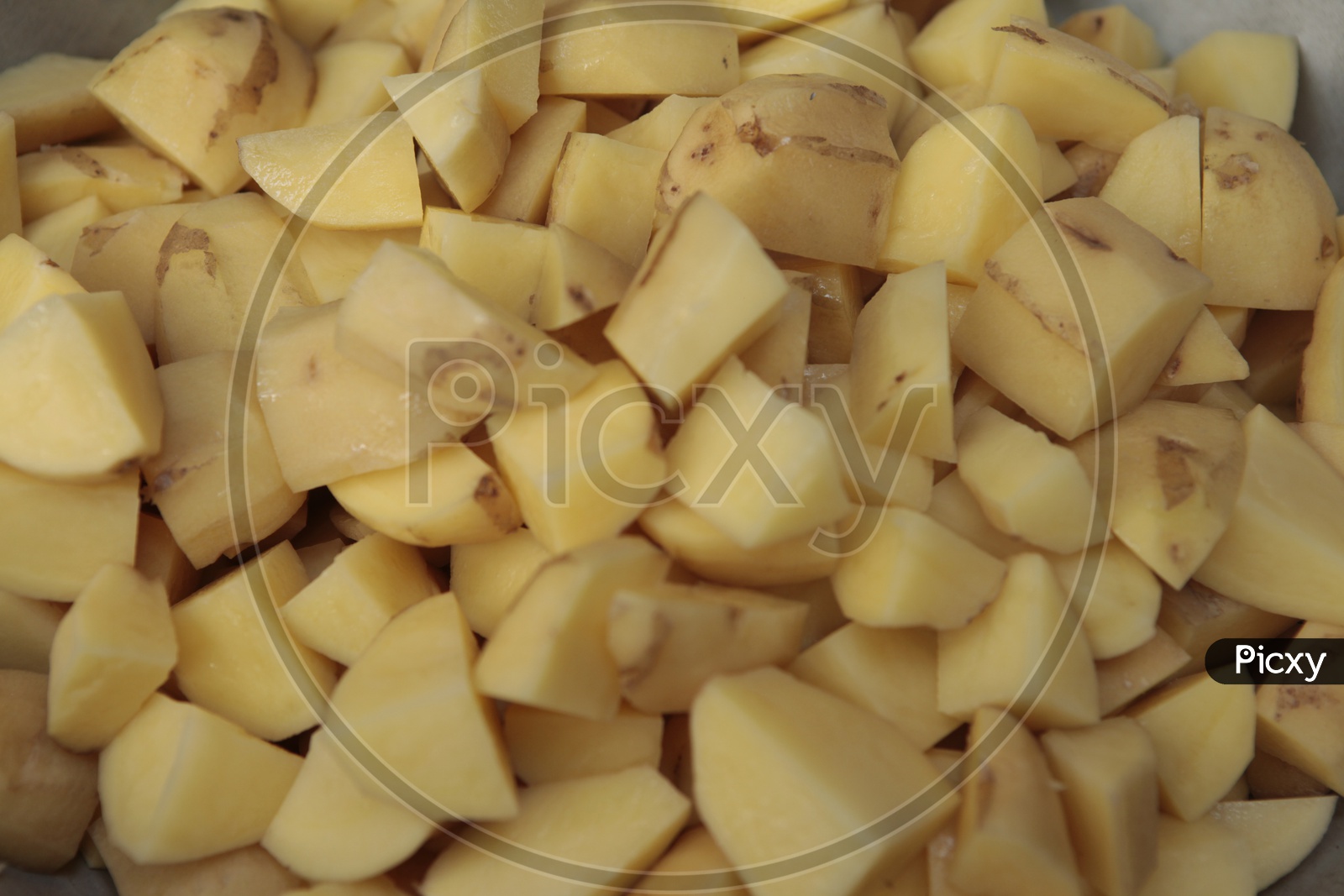 Close up shot of potato slices