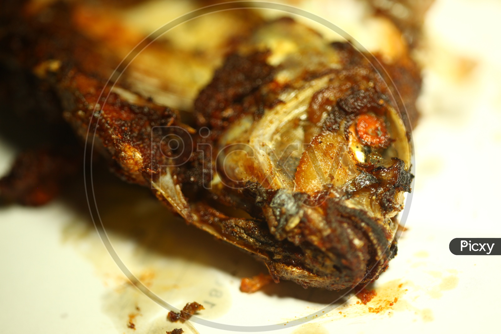 Close up shot of a fried fish