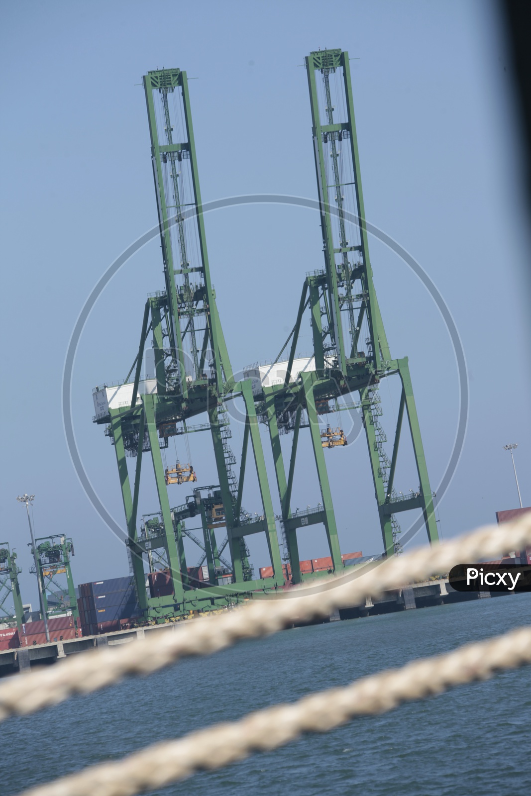 Heavy Machinery Cranes In a Port