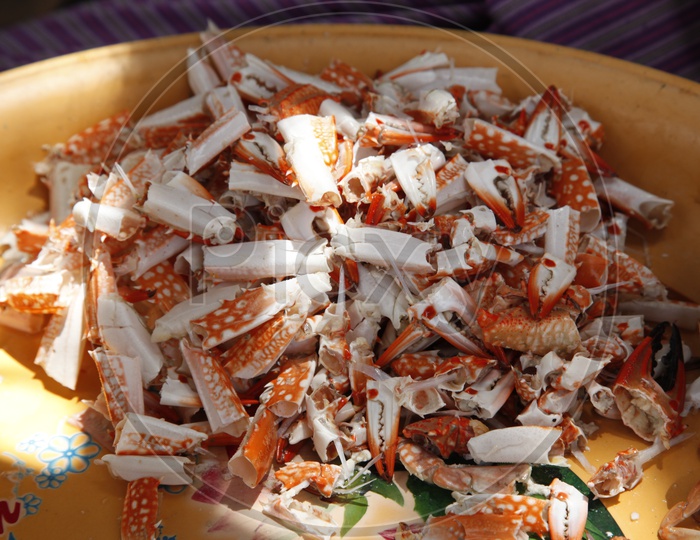 Crab Shells remains in a Plate