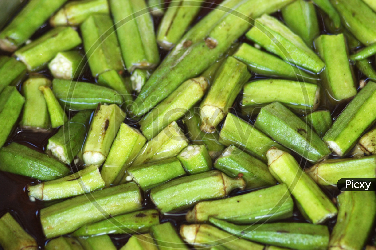 A bunch of okra cut into pieces