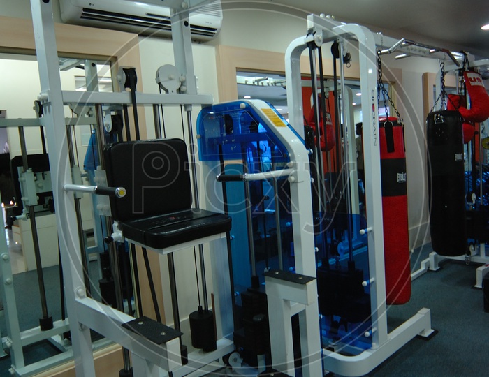 Gym equipment in a gym