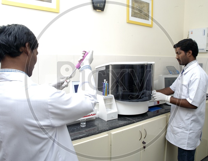 Blood Test Lab With Technicians
