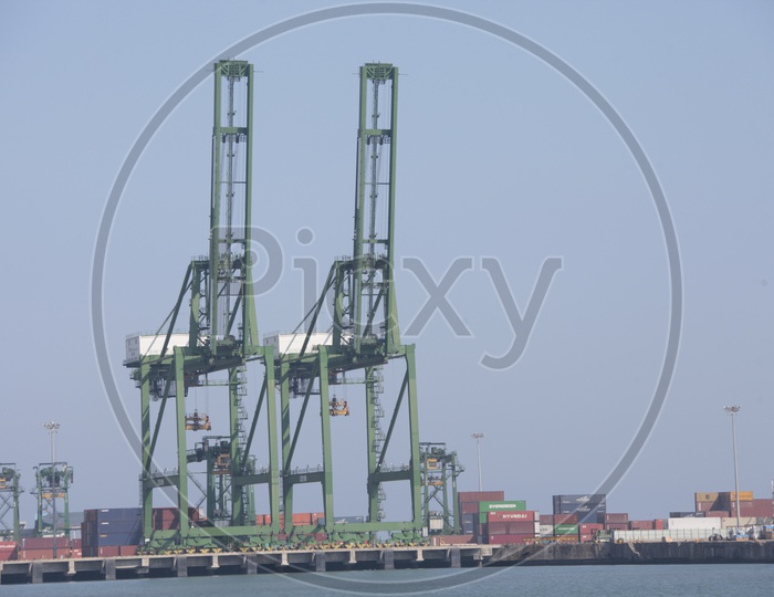 Heavy Cranes In Port