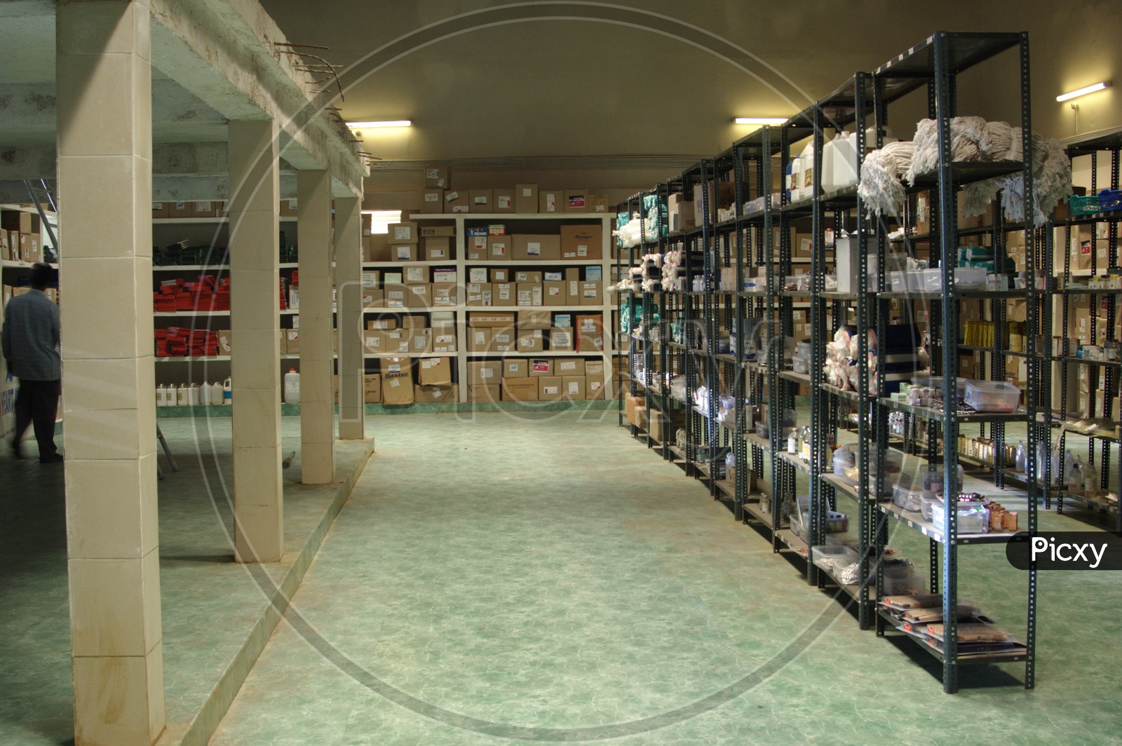 Hospital Store Room With Medicines Stock in Racks