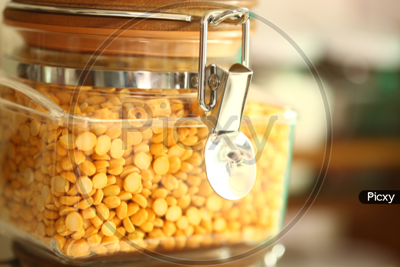 Bengal gram in a glass container