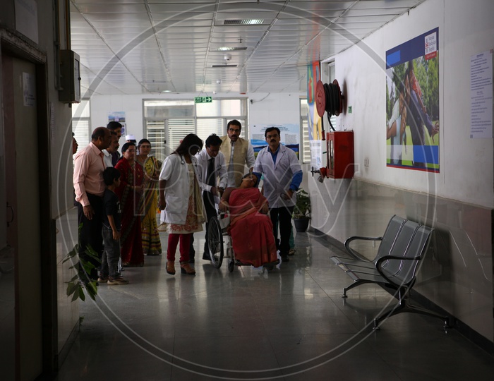 Hospital Corridor With Patients