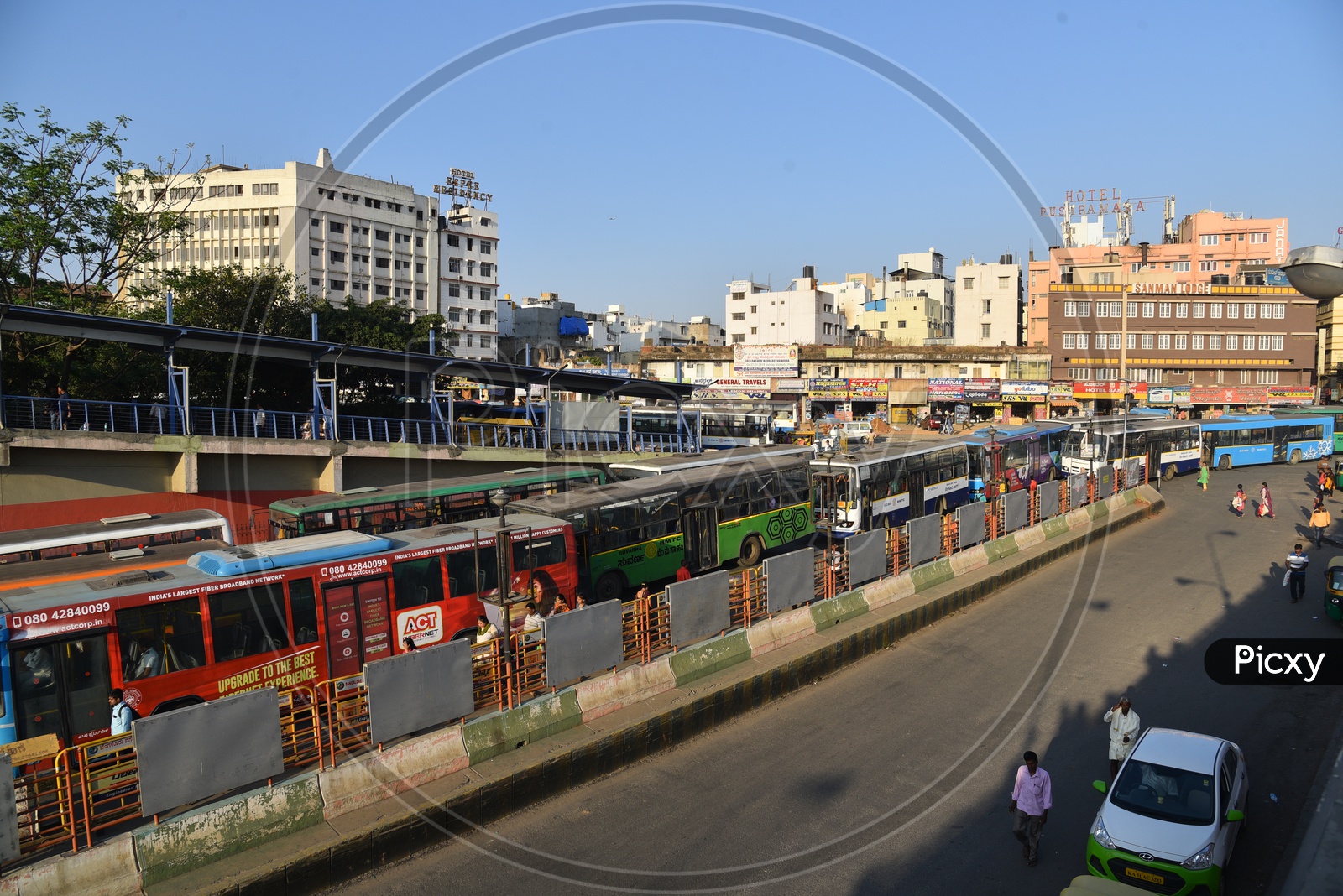 BMTC buses in Majestic bus stand, Bangalore