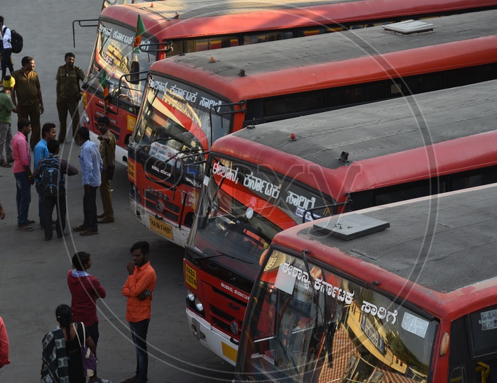 NEKRTC buses in Majestic bus station, Bangalore