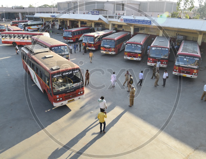 NEKRTC buses at bus terminal 1 in Kempegowda bus station, Bangalore