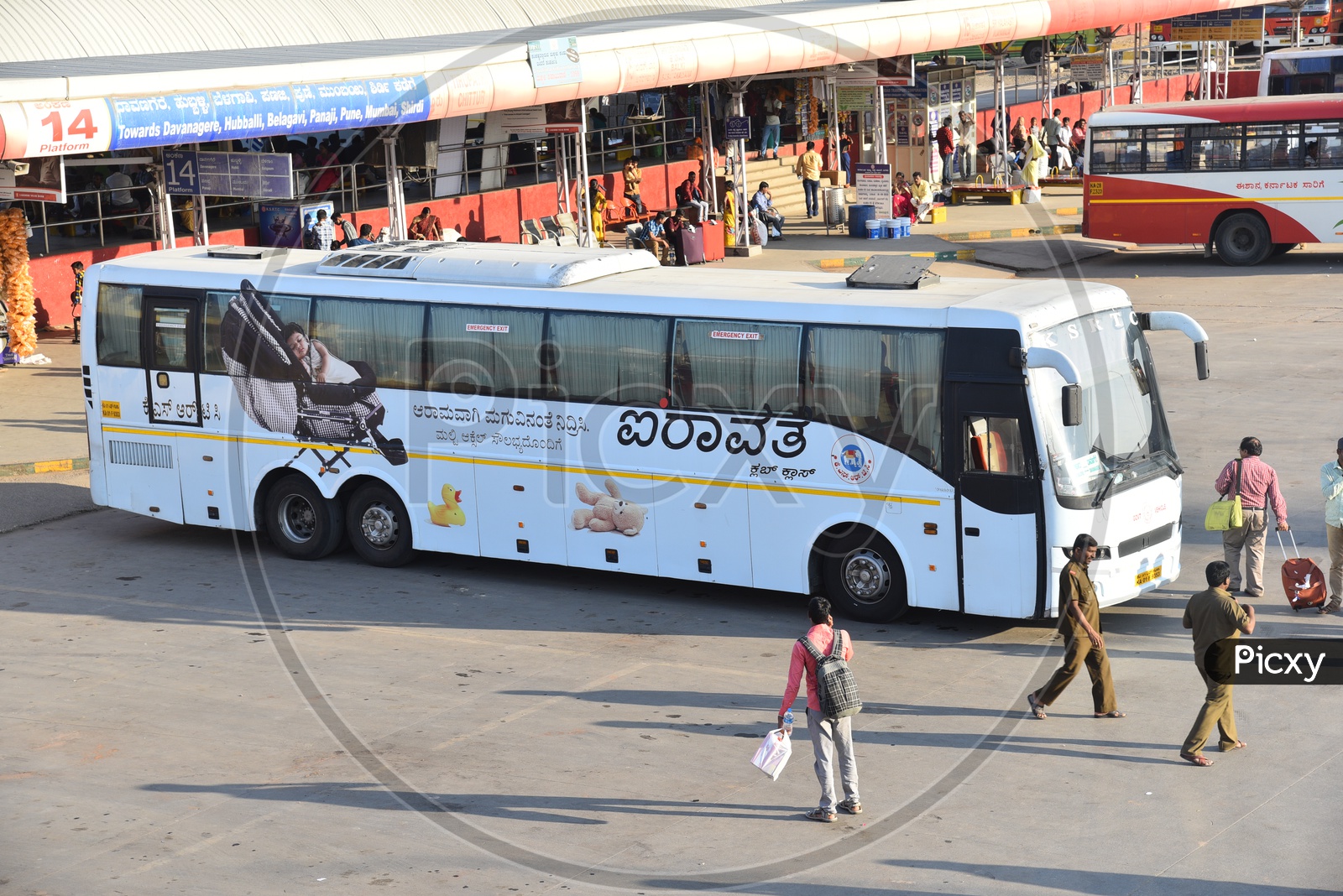 Airavat club class bus at platform 14 in Majestic bus station, Bangalore