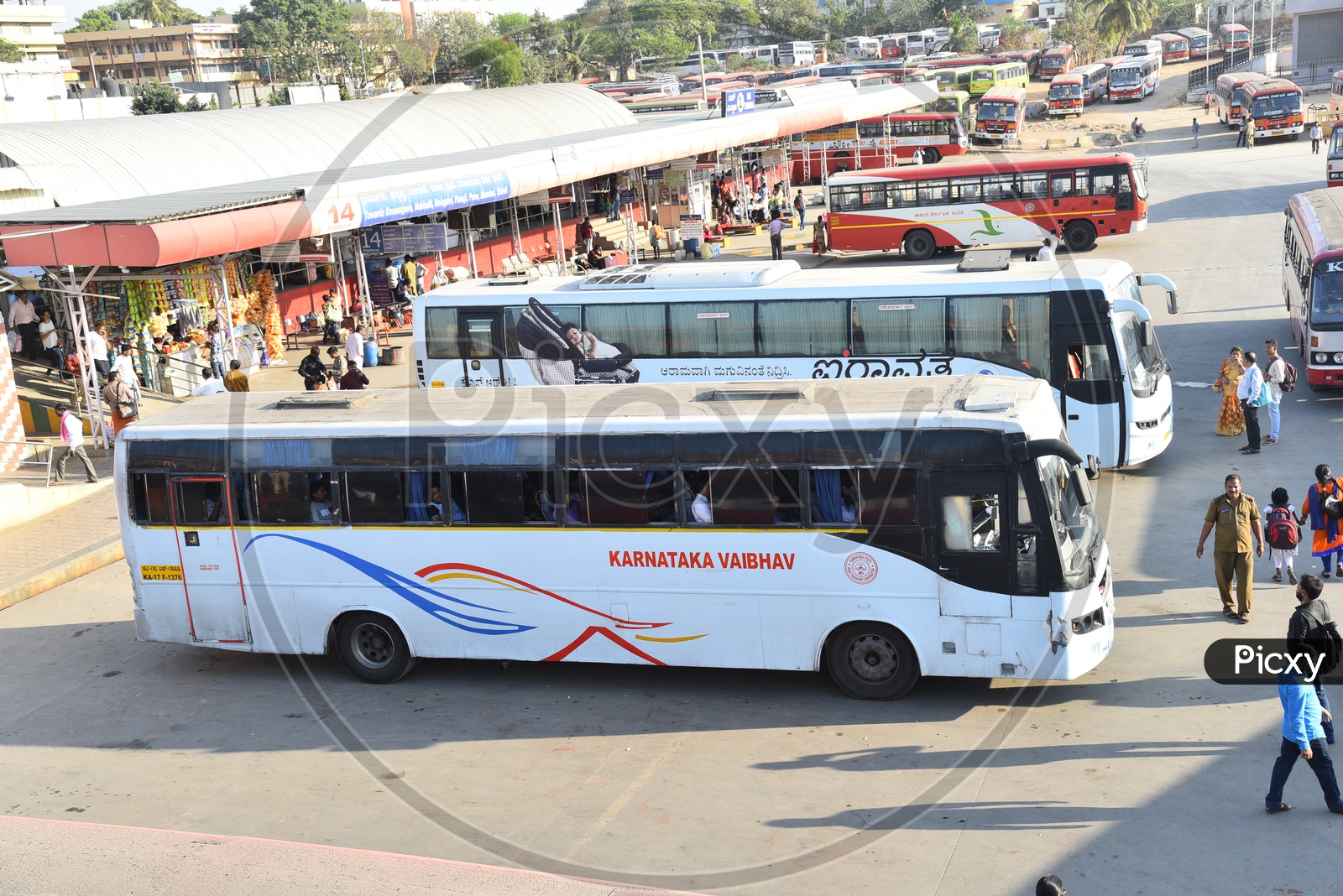 Airavat club class, KSRTC buses at platform 14 in Majestic bus station, Bangalore