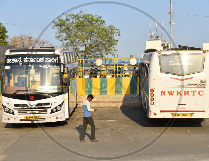 NWKRTC buses at Majestic bus station, Bangalore