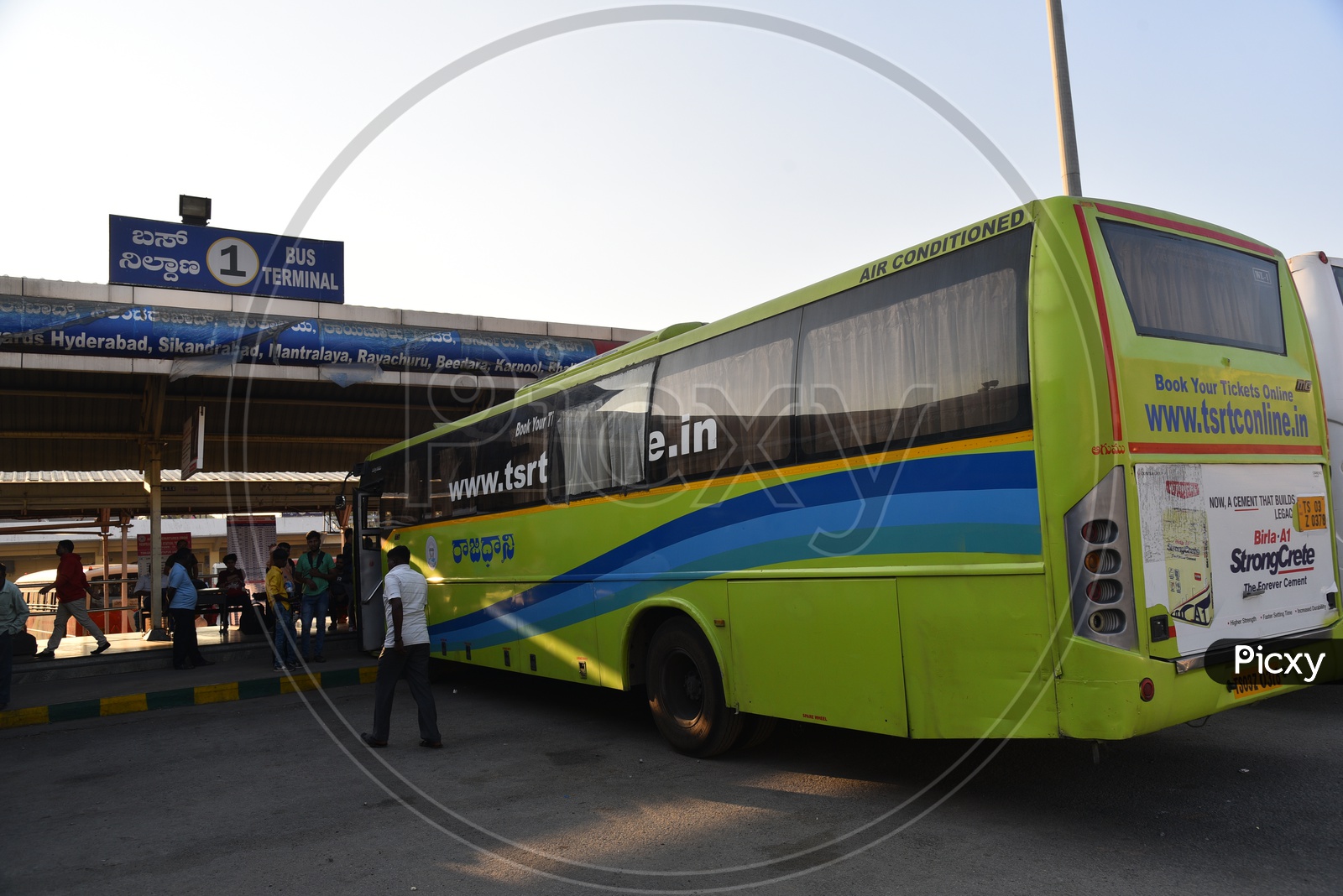 TSRTC bus at bus terminal 1 in Majestic bus station, Bangalore