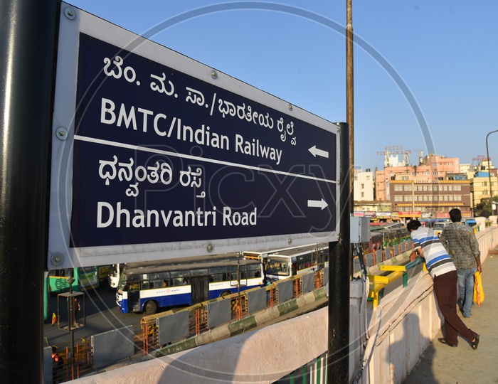 Signboard at Kempegowda Majestic Bustand.