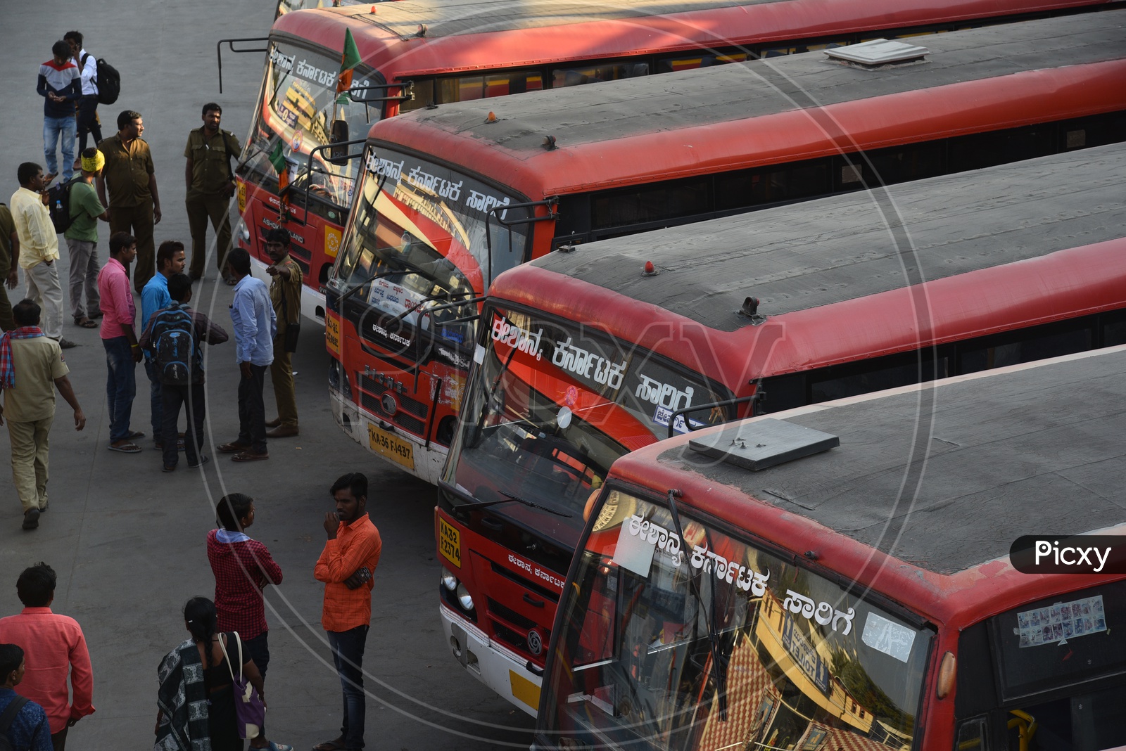 NEKRTC buses in Majestic bus station, Bangalore