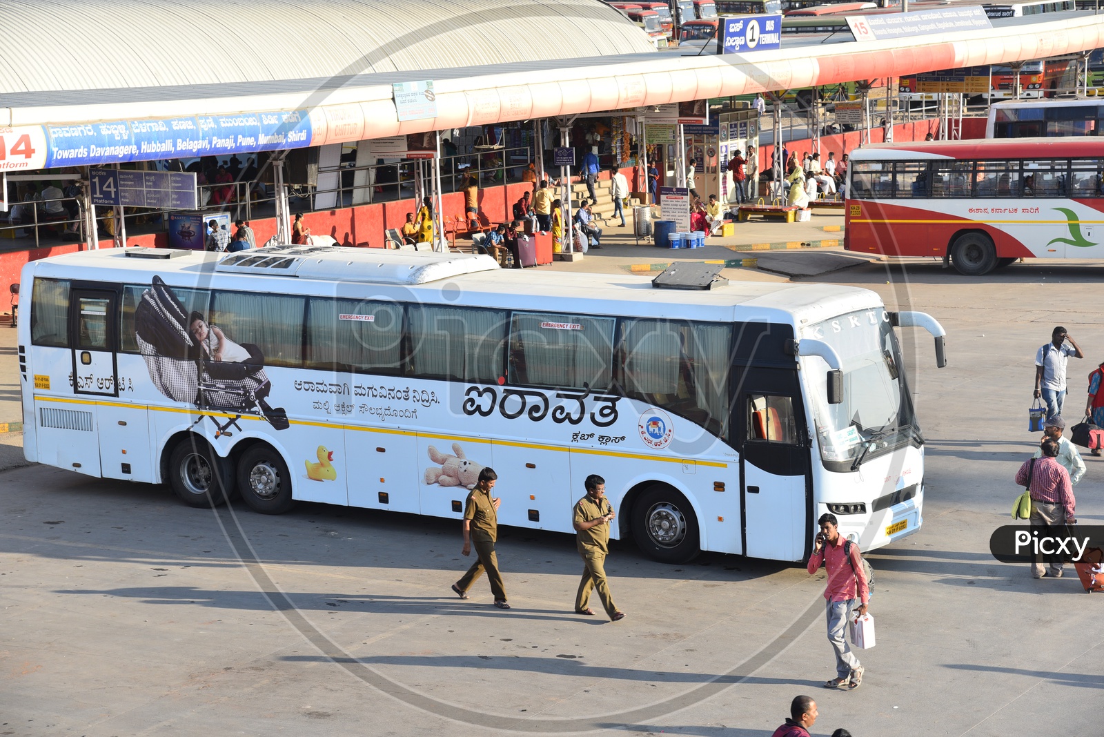 Airavat club class bus at bus terminal 1 in Majestic bus station, Bangalore