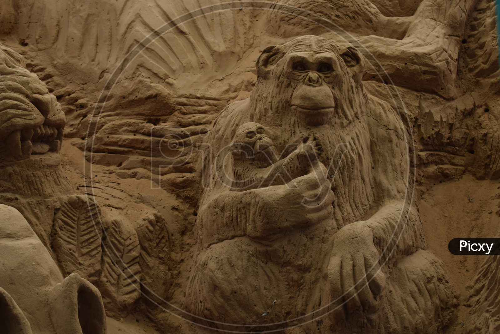 Monkey Mother Sand Sculpture