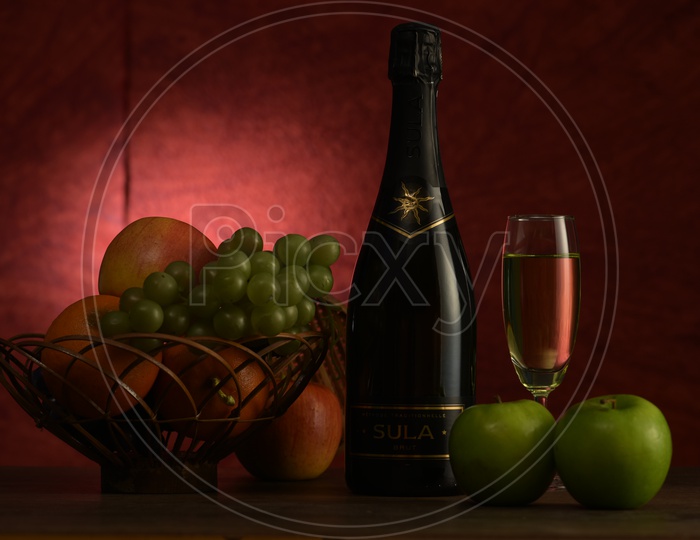 Celebration with WIne and fruits
