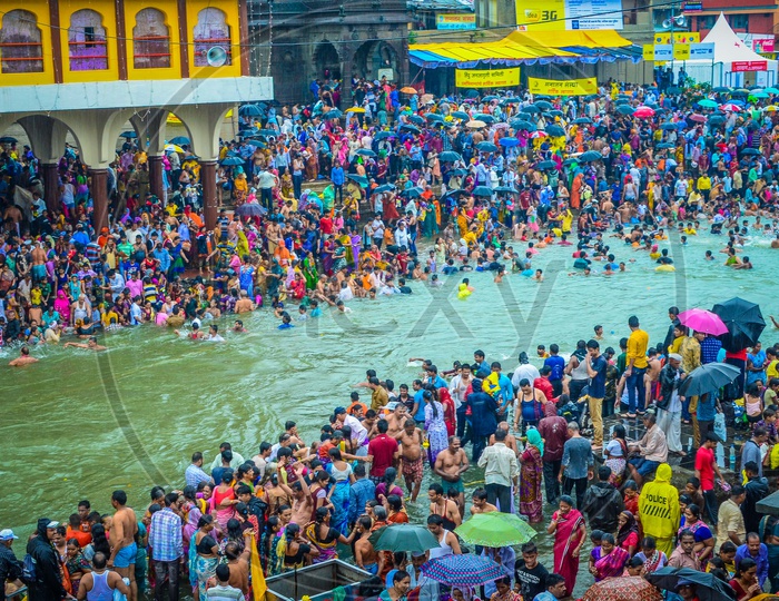 Indian Hindu Pilgrims Taking Holy Bath In Nasik Maha Kumbh Mela 2015