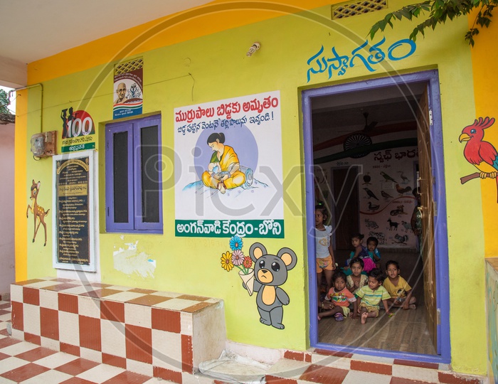 Children at an Anganwadi centre in Boni