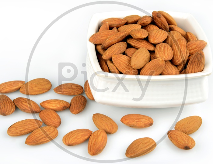 Healthy food, Dryfruit Almond Seeds in a bowl