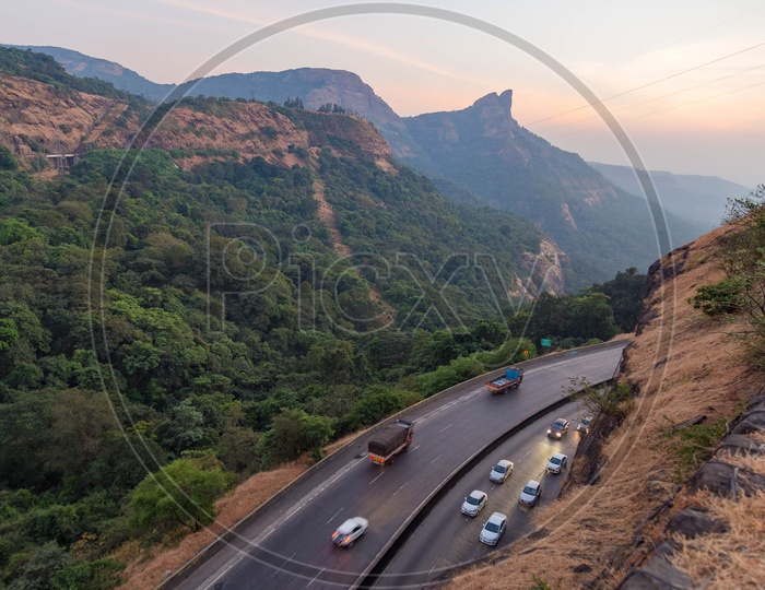 Vehicles On the Ghat Roads of  Western Ghats