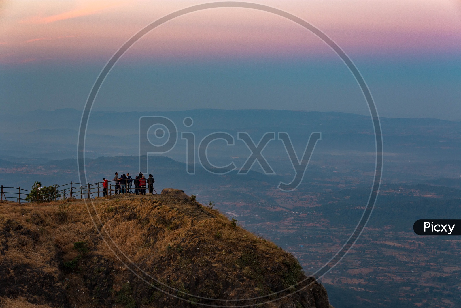 Visitors on a hill top View Point Of Western Ghats