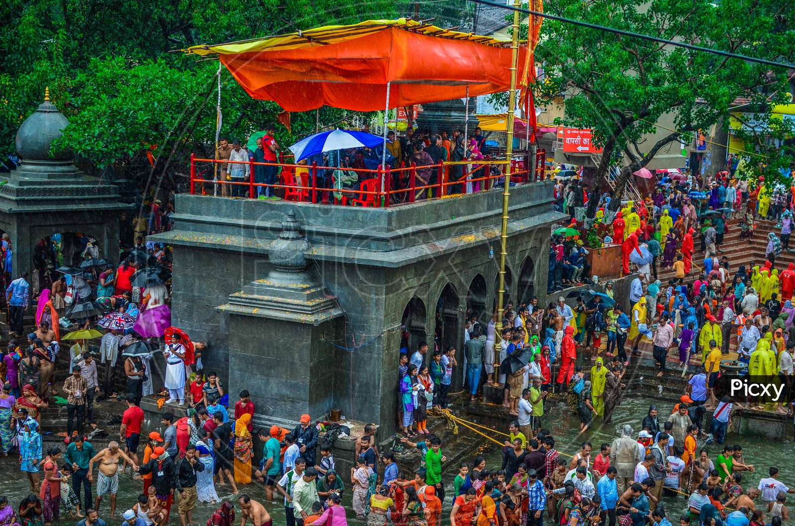 Indian Hindu Pilgrims Taking Holy Bath at  Nasik Maha Kumbh Mela 2015