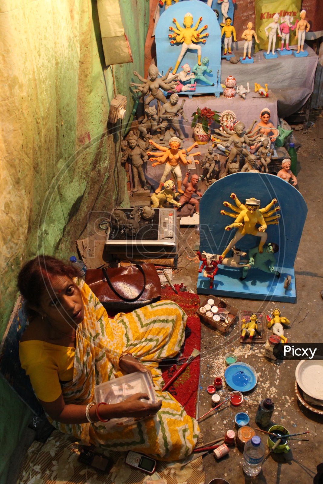 Idol maker before the Durga Puja approches in Kolkata.