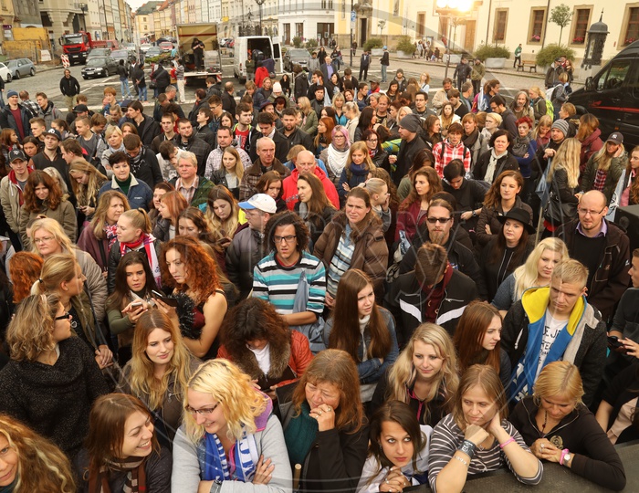 People gathered at a music band