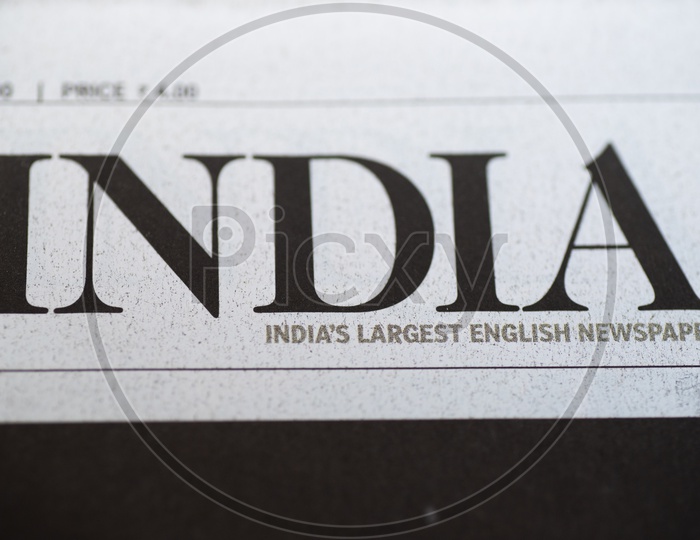INDIA header on a Daily News Paper Closeup