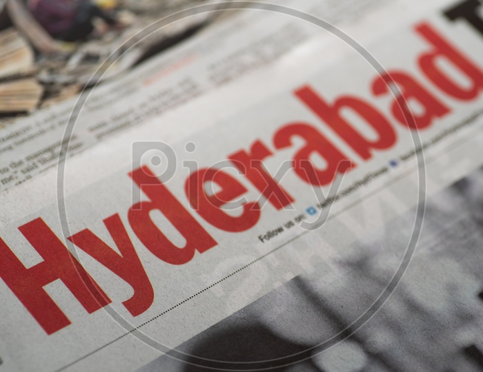 Indian English Daily News Paper Hyderabad Times Header Line Closeup Chot