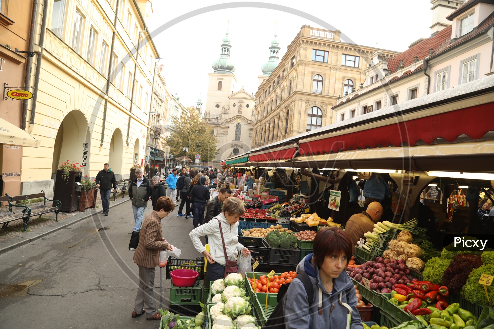 People moving in the streets of Prague