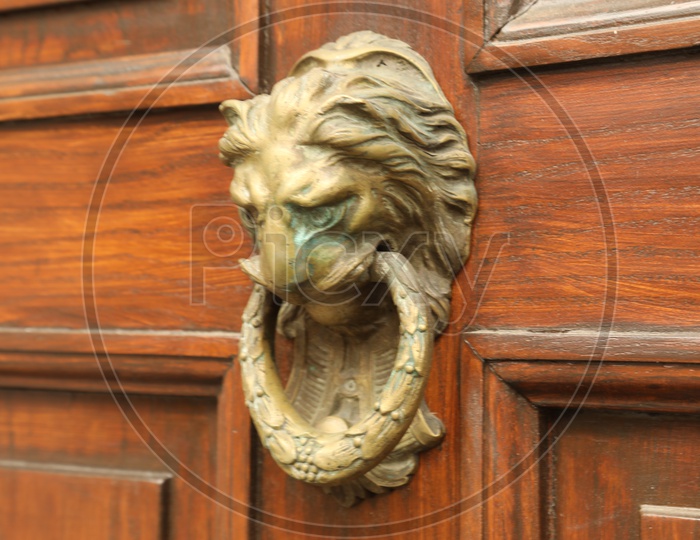 A Lion symbol door handle